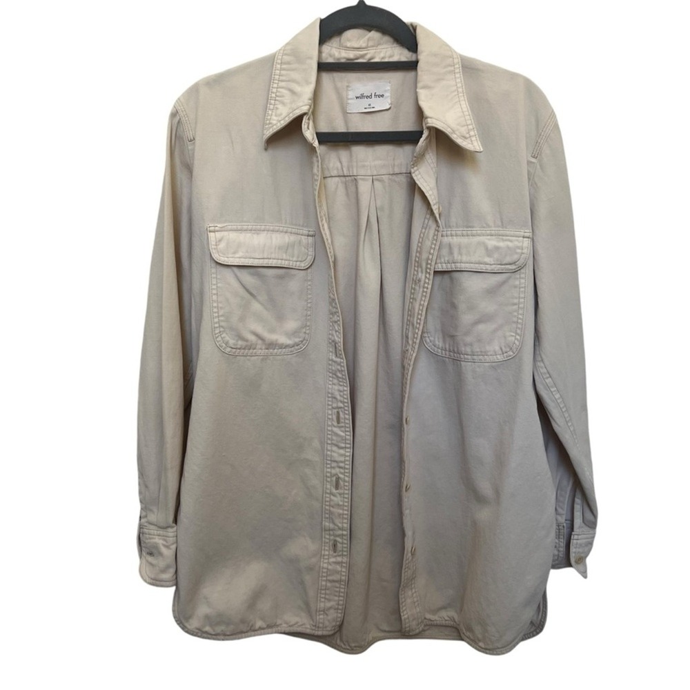 Wilfred Free Aritzia‎ Beige Cotton Linen Utility Button Down Shirt XS 76182